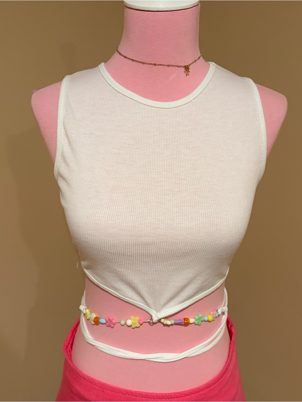 torrid White Ribbed Tie-Front Crop Tank